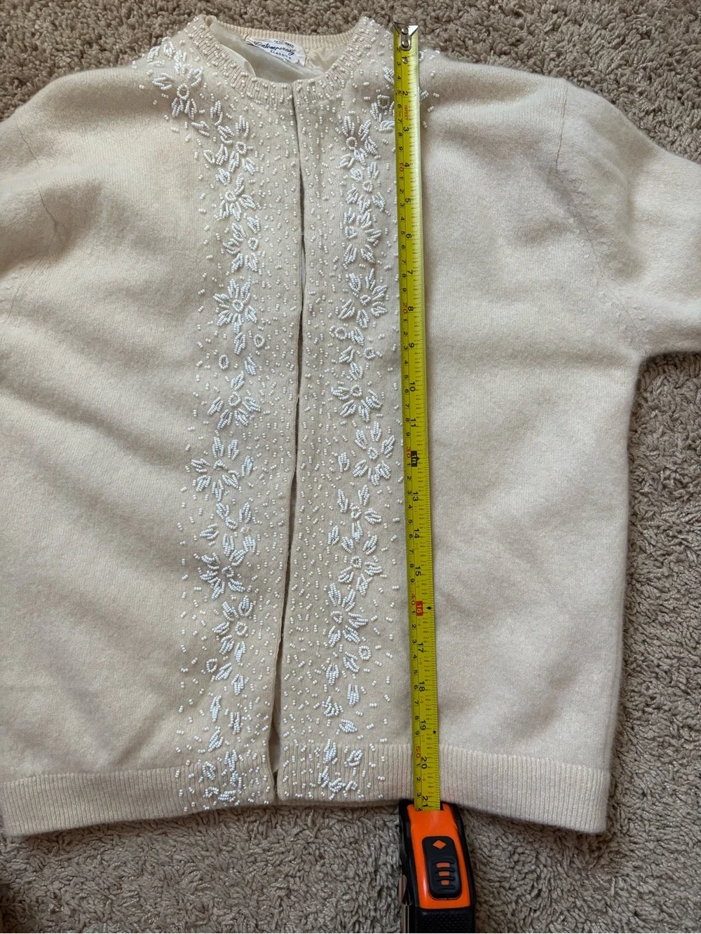 Vintage 50’ Cream Embroidered Knit Cardigan Sweater